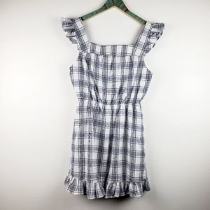 Listicle Dress Ruffles Apron Plaid Sundress Sz S